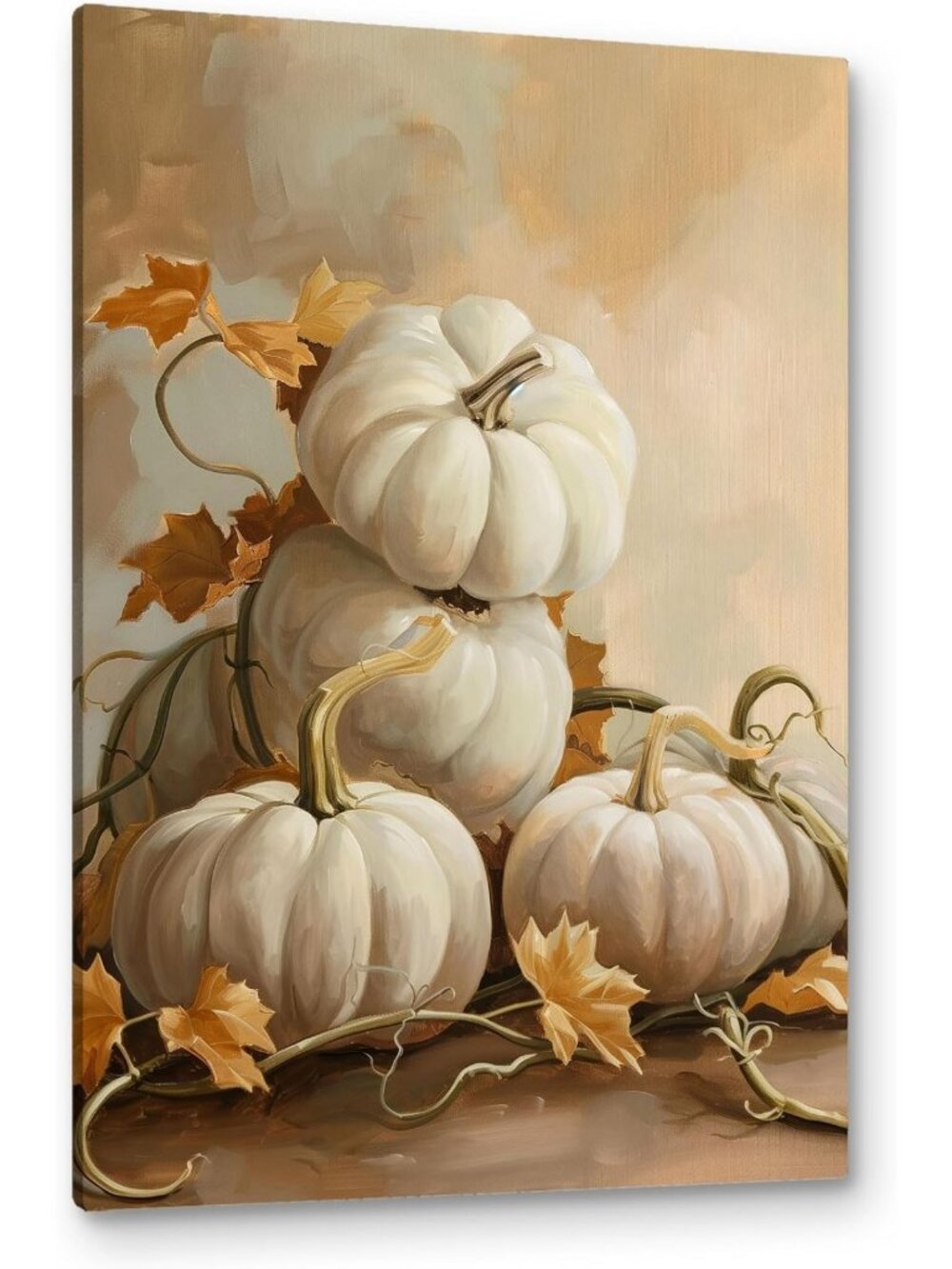 Vintage Fall Pumpkin Canvas Wall Art Decor - 24x36 Home Decor Accent